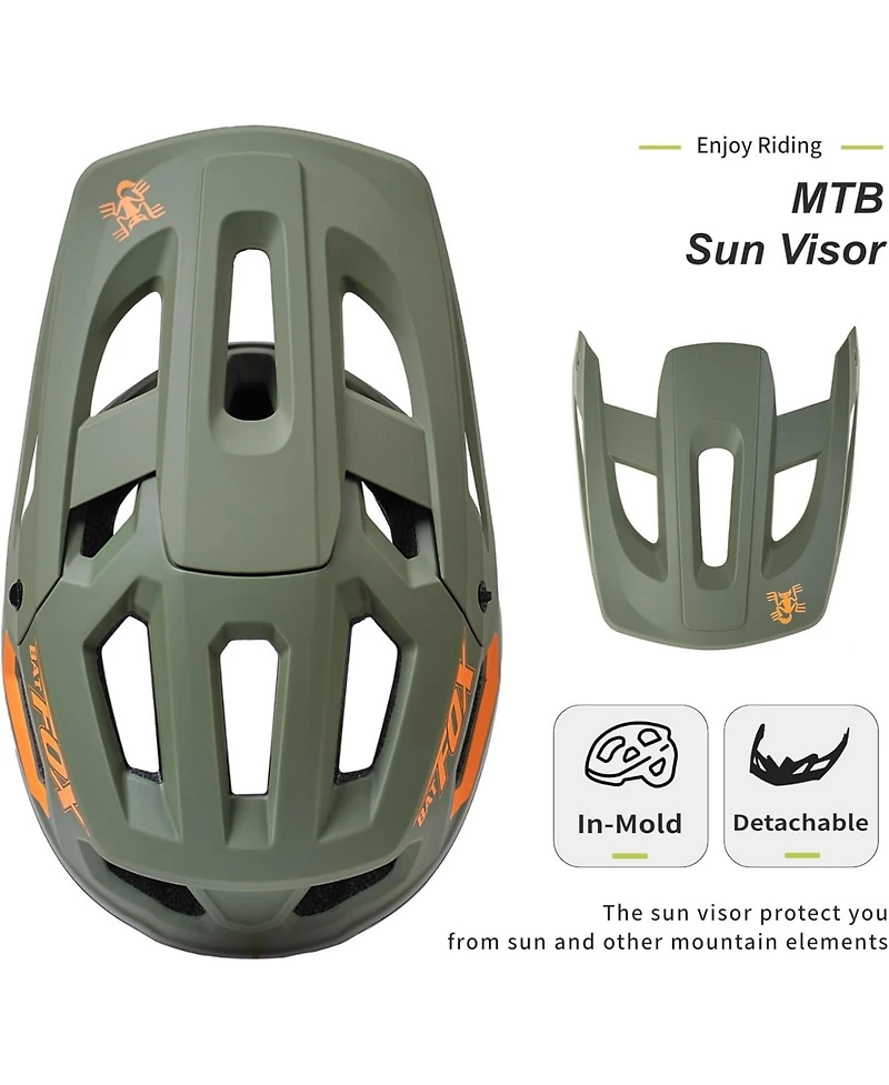 Batfox Bike Helmet,Mountain Helmet Helmets for Men Women Adults Youth L(56-61CM)