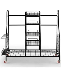Double Golf Bag Rack with Removable Golf Club Stand and Wheels