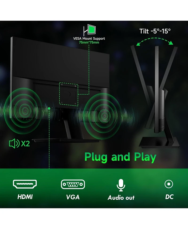 memzuoix Led Rechargeable Wireless Mouse and 24 Inch Computer Monitor 100hz 1920 x 1080p with Hdmi