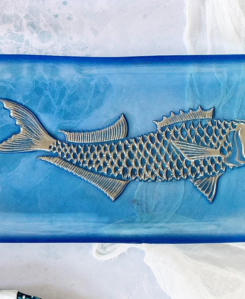 Vietri Isola Glass Small Fish Rectangular Tray