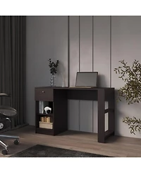 Sun City Computer Desk with a Drawer and Open Storage, Wengue