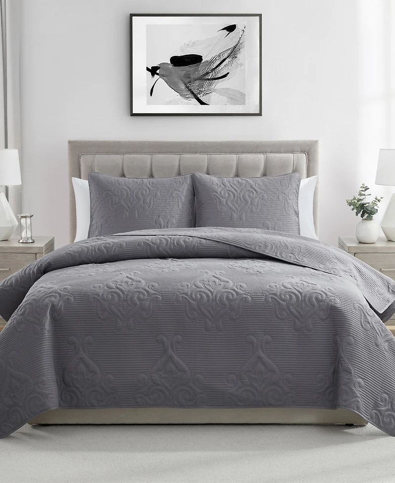 Vcny Home Solomun Pinsonic Damask 3-Pc. Quilt Set