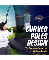 Campior 14ft Pumpkin Trampoline with Basketball Hoop & Inner Enclosure - Safe, Durable,Family Fun - Heavy Duty Galvanized Springs