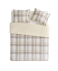 Vcny Home Plaid Brushed Flannel and Sherpa 3-Pc. Comforter Set