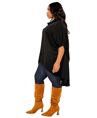 Buxom Couture Women's Plus Flowy Hi-lo Blouse