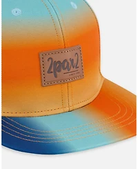 Deux par Deux Baby Boys Printed Cap Navy Blue, Turquoise, And Orange