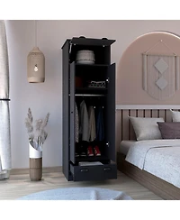 Tifton Armoire with Hinged Drawer, 2-Doors and 1-Drawer, Black