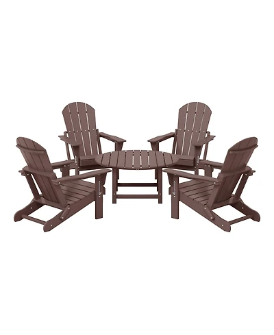 5-Piece Hdpe Folding Adirondack Chair Outdoor Patio Conversation Set
