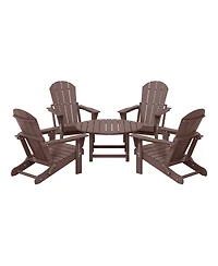 5-Piece Hdpe Folding Adirondack Chair Outdoor Patio Conversation Set