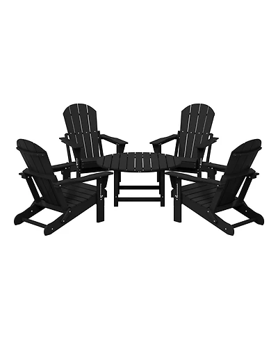 5-Piece Hdpe Folding Adirondack Chair Outdoor Patio Conversation Set