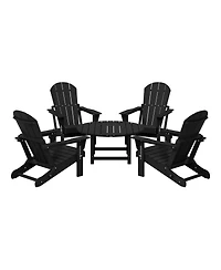 5-Piece Hdpe Folding Adirondack Chair Outdoor Patio Conversation Set