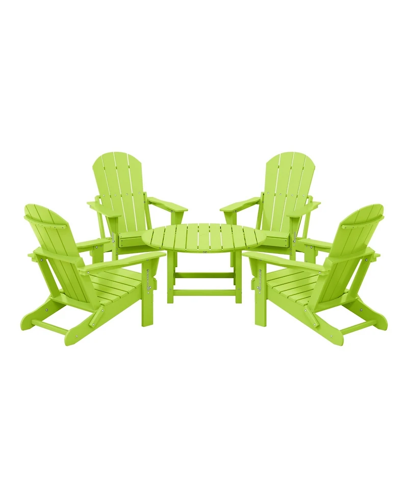 5-Piece Hdpe Folding Adirondack Chair Outdoor Patio Conversation Set