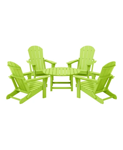 5-Piece Hdpe Folding Adirondack Chair Outdoor Patio Conversation Set