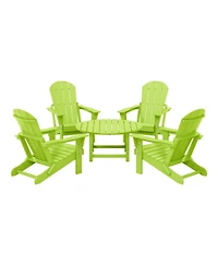 5-Piece Hdpe Folding Adirondack Chair Outdoor Patio Conversation Set