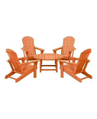 5-Piece Hdpe Folding Adirondack Chair Outdoor Patio Conversation Set