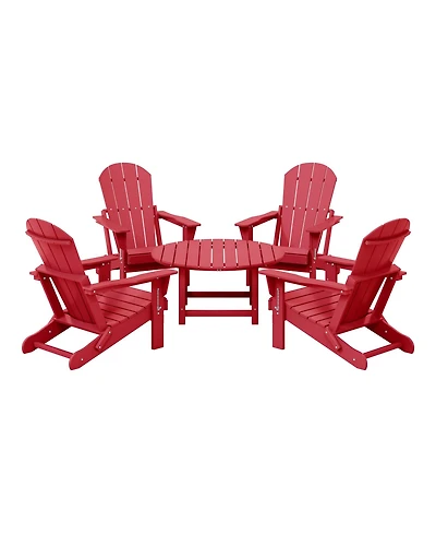 5-Piece Hdpe Folding Adirondack Chair Outdoor Patio Conversation Set