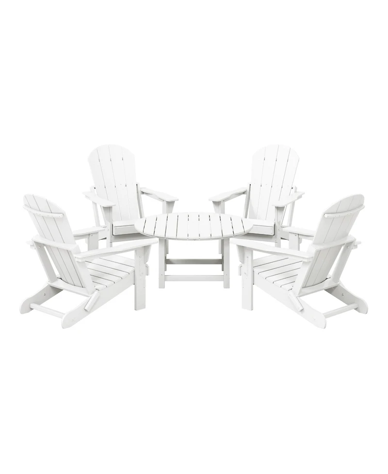 5-Piece Hdpe Folding Adirondack Chair Outdoor Patio Conversation Set