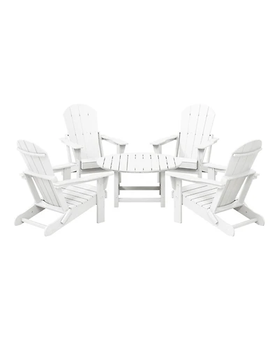 5-Piece Hdpe Folding Adirondack Chair Outdoor Patio Conversation Set