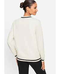 Olsen Women's Sporty Zip Front Sweater Cardigan