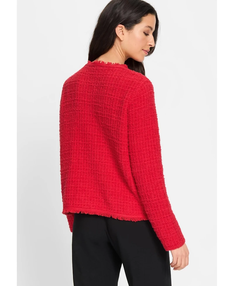 Olsen Women's Tweed Button Front Sweater Jacket