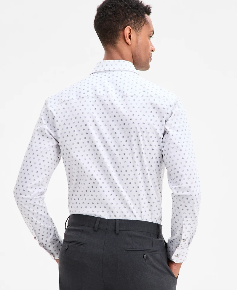Alfani Men's Slim Fit Long Sleeve Button-Front Geo Print Dress Shirt, Exclusively at Macy's