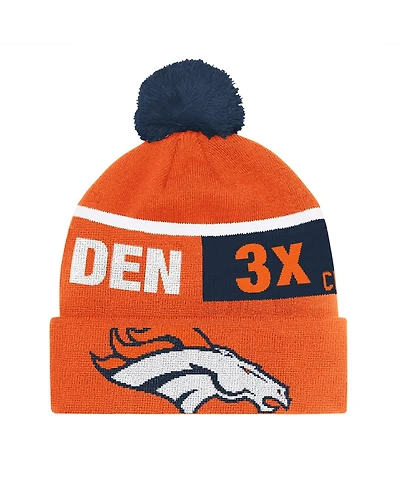 Starter Men's and Women's Orange Denver Broncos Chyron Cuffed with Pom Knit Hat