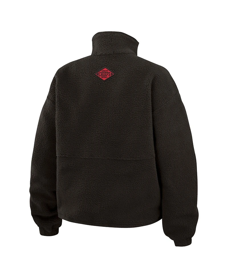 Wear By Erin Andrews Women's Black Kansas City Chiefs Polar Fleece Half-Zip Jacket