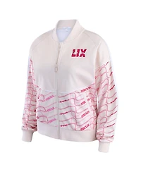 Wear by Erin Andrews Women's Tan Super Bowl Lix Team Print Track Jacket