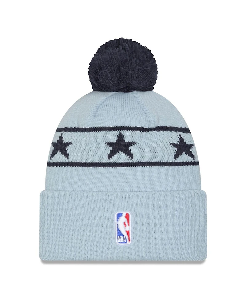 New Era Men's Light Blue Washington Wizards 2024/25 City Edition Cuffed with Pom Knit Hat