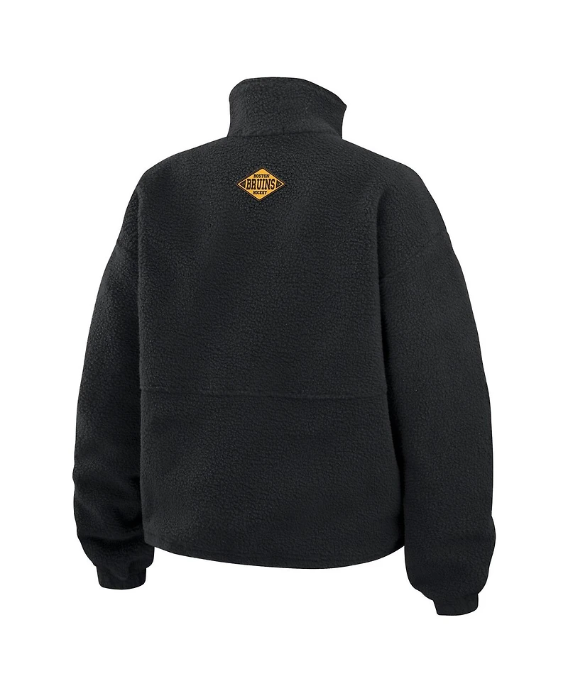 Wear by Erin Andrews Women's Black Boston Bruins Polar Fleece Half-Zip Jacket