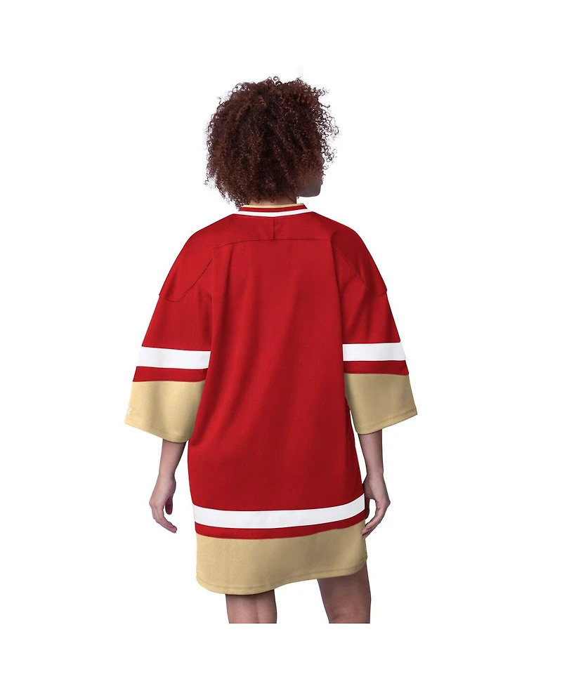 Starter Women's Scarlet San Francisco 49ers Slap Shot 3/4 Sleeve Sneaker Dress