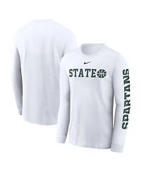 Nike Men's White Michigan State Spartans Basketball Icon Two-Hit Long Sleeve T-Shirt