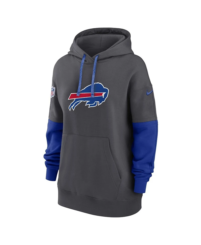 Nike Women's Anthracite/Royal Buffalo Bills 2024 Sideline Essential Fleece Pullover Hoodie