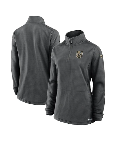 Fanatics Women's Gray Vegas Golden Knights Authentic Pro Rink Lightweight Quarter-Zip Pullover Top