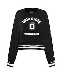 Pro Standard Women's Black Ohio State Buckeyes Cultivated-Pearl Cropped Pullover Sweatshirt