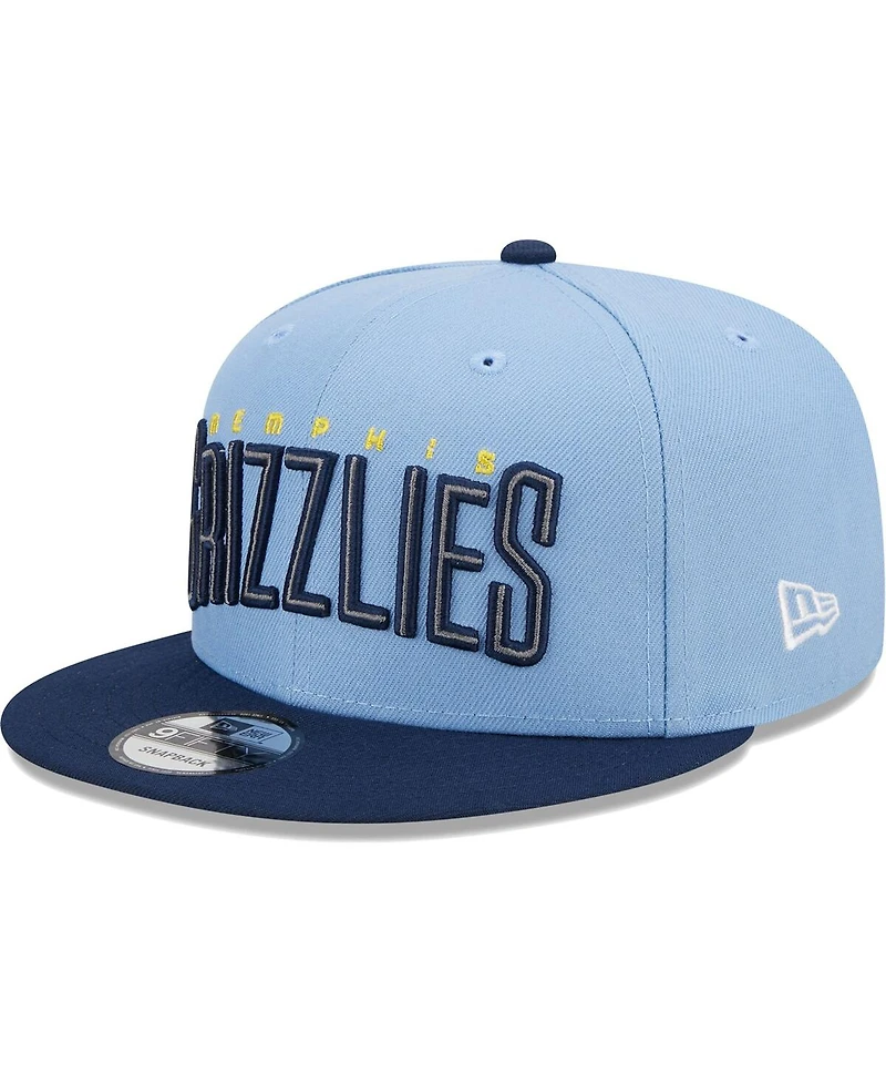 New Era Men's Light Blue Memphis Grizzlies/Navy Jersey Hook Statement Edition 9FIFTY Snapback Hat