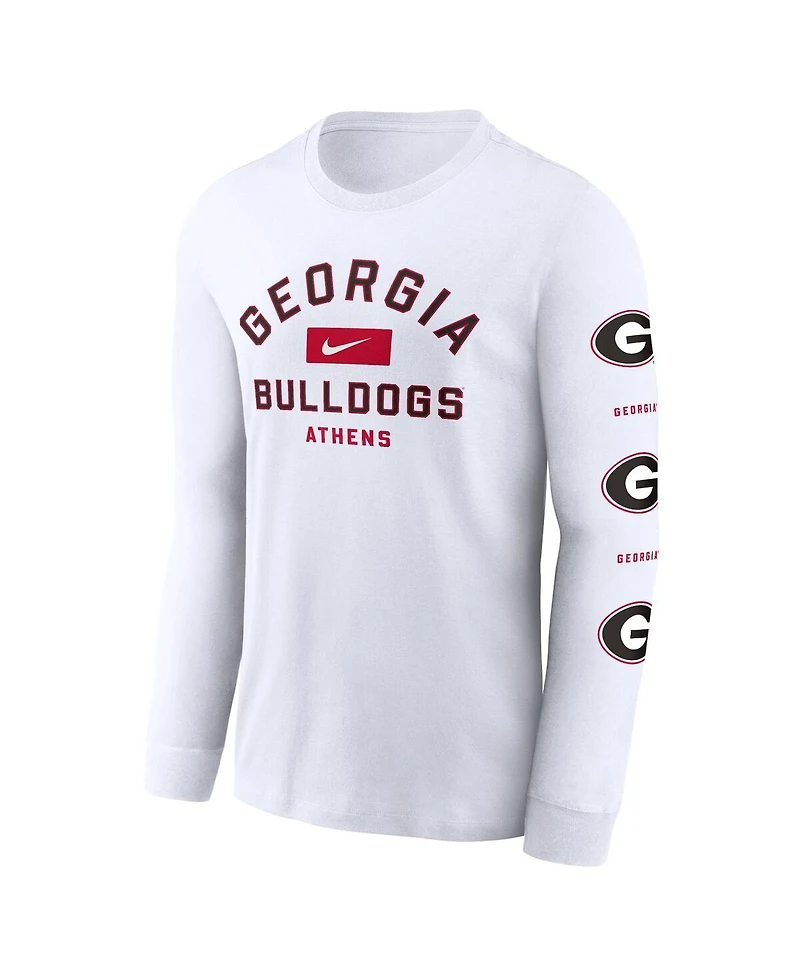 Nike Men's White Georgia Bulldogs Primetime Classic Location Long Sleeve T-Shirt