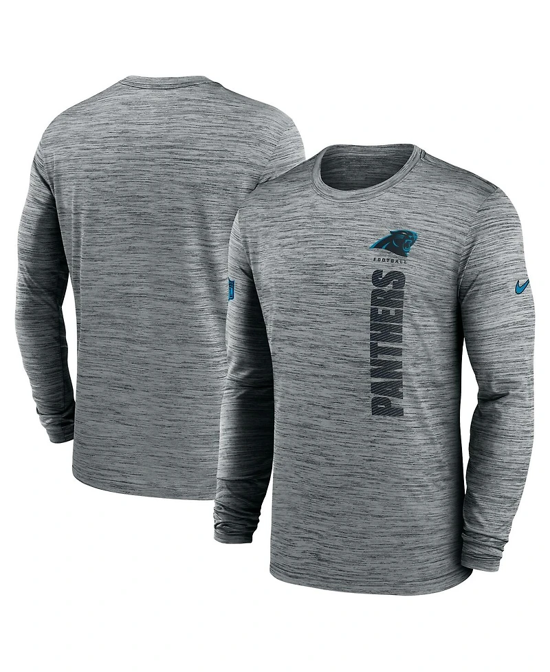 Nike Men's Gray Carolina Panthers 2024 Sideline Velocity Performance Long Sleeve T-Shirt