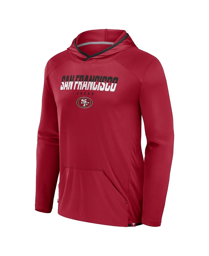 Fanatics Men's Scarlet San Francisco 49ers Transitional Defender Hoodie Long Sleeve T-Shirt