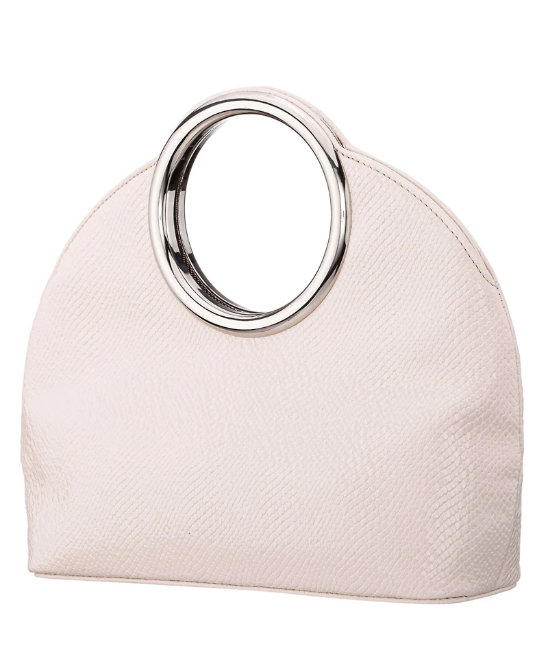Nina Metal Handles Embossed Snake Hobo Bag