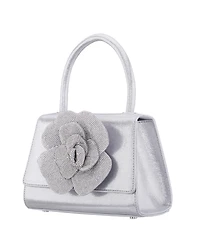 Nina Crystal Flower Embellished Metallic Satchel Bag
