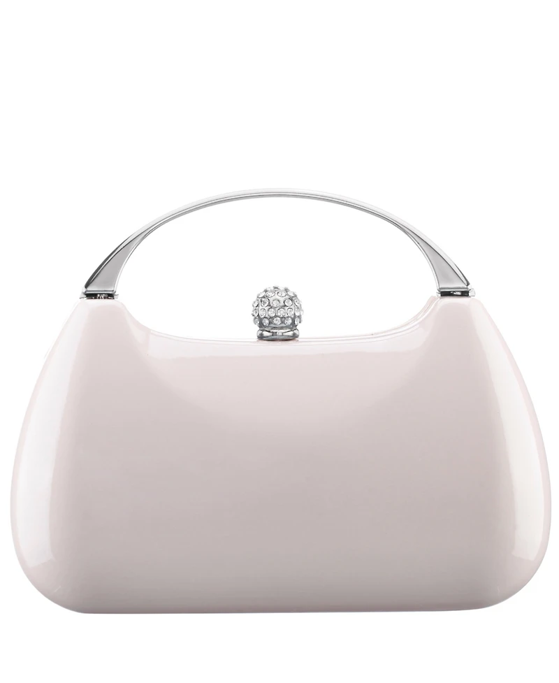 Nina Patent Minaudiere with Metal Handle Clutch