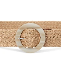 Lauren Ralph Woven Jute Faux-Horn-Buckle Wide Belt