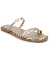 Journee Collection Women's Brisa Multi Strap Slip On Flat Sandals