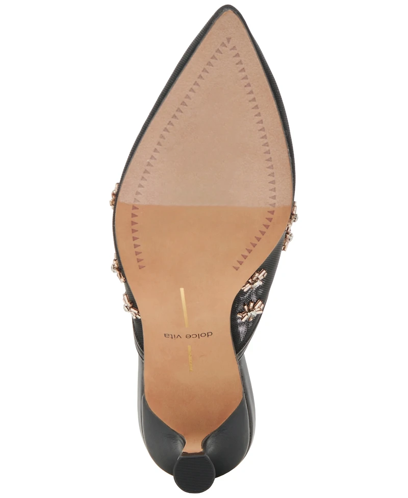 Dolce Vita Women's Clara Embellished Mesh Pointed-Toe Heeled Mules