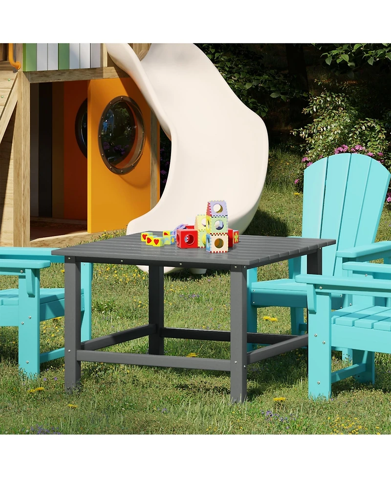 Kids Outdoor Patio Furniture Hdpe 30" Wide Square Dining Table