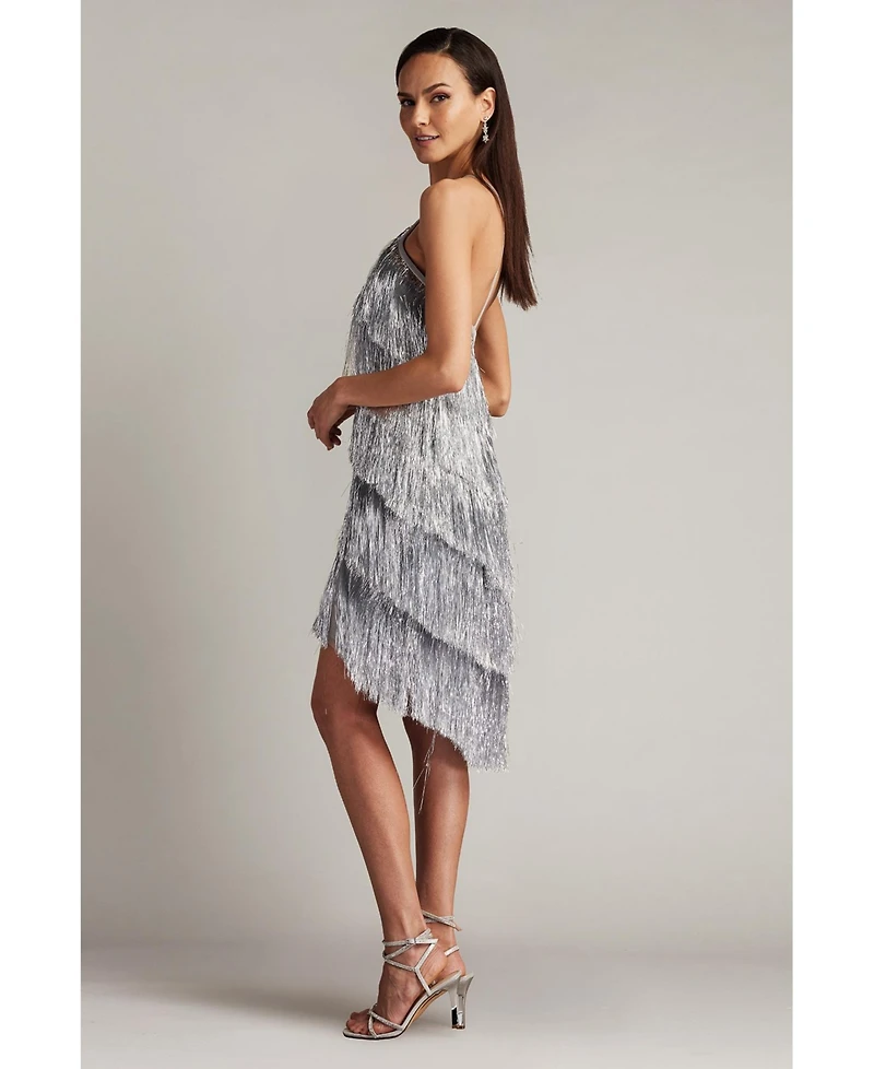 Tadashi Shoji Women's Remedy Metallic Fringe Mini Dress