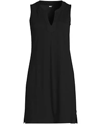 Lands' End Women's Cotton Jersey Notch Neck Dress