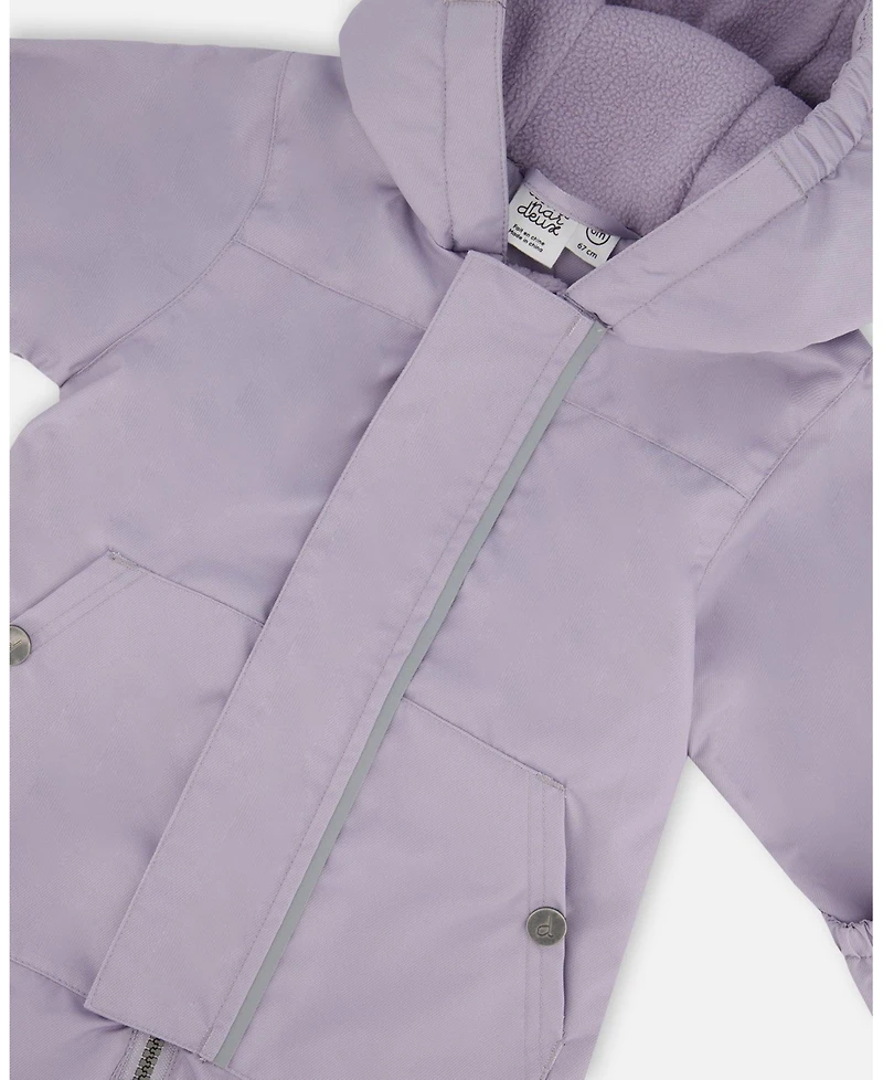 Deux par Deux Baby Girls Mid-Season One-Piece Outerwear Lilac With Printed Hat