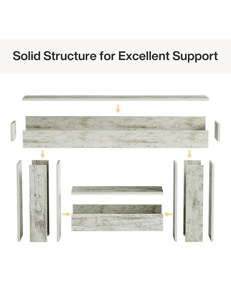 Tribesigns 63-Inch Long Console Table, Farmhouse Entryway Table with Storage, Rustic Wood Sofa Table Behind Couch Table, Distressed White